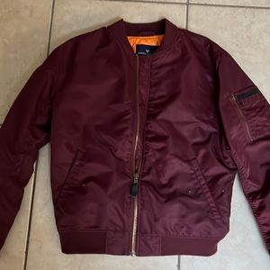 American eagle outfitters bomber jacket burgundy color